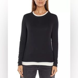 Three Dots Anthracite Long Sleeve Layered Top